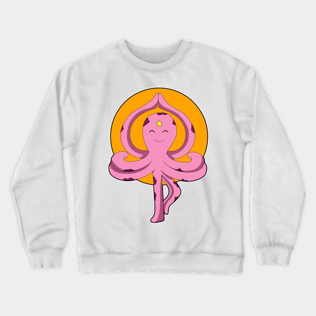 Octopus at Yoga stretching exercises Crewneck Sweatshirt by Markus Schnabel